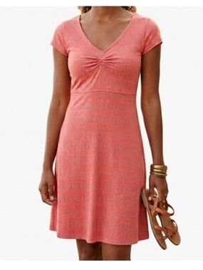 Toad&Co Rosemarie Dress Organic Cotton Cap Sleeve Coral Pink